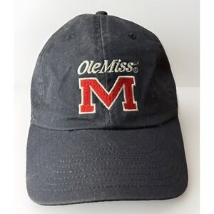 Ole Miss Hat Cap Champion Strapback Script Embroidered Rebels Navy Blue Cotton